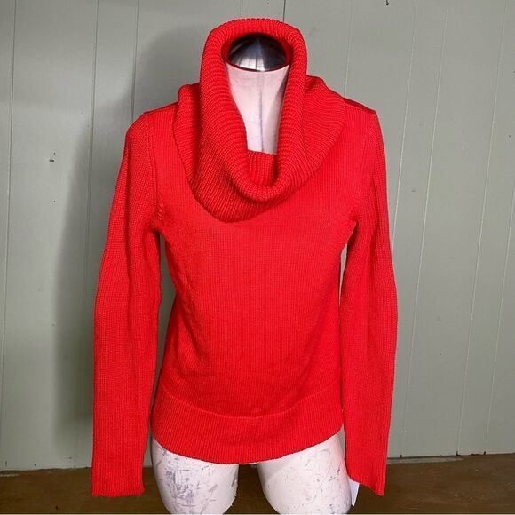 Lauren Ralph Lauren Orange‎ Wool Blend Cowl Neck Sweater Women’s Size Medium - Picture 1 of 5